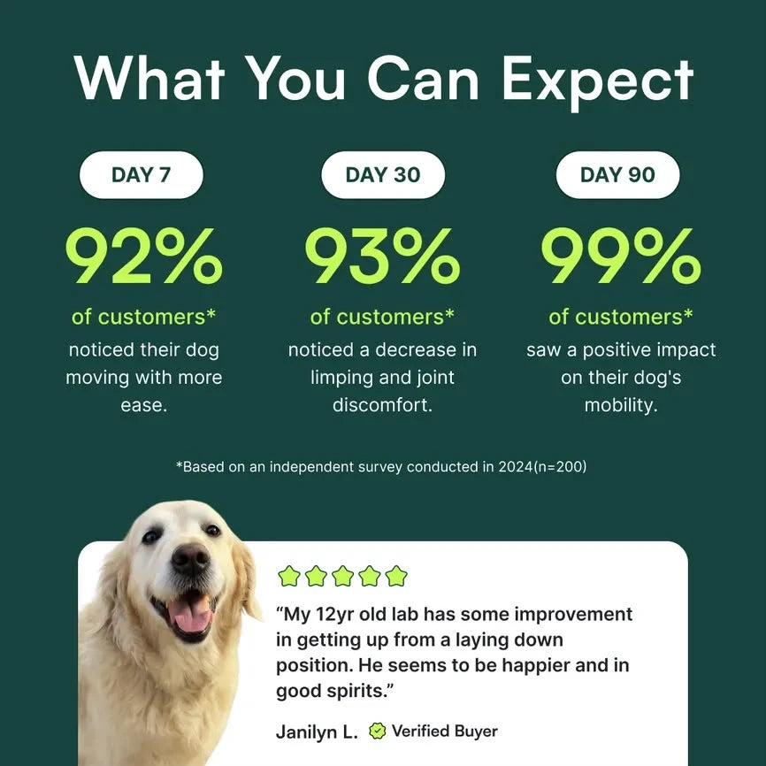 Keep Them Running, Playing & By Your Side 🐶❤️ Daily hip & joint support for the dog you treat like family