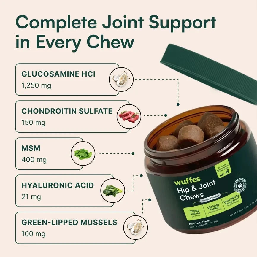 Keep Them Running, Playing & By Your Side 🐶❤️ Daily hip & joint support for the dog you treat like family